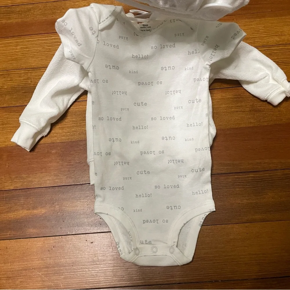 Carter's Cream Hooded Baby Romper with Cloud Applique